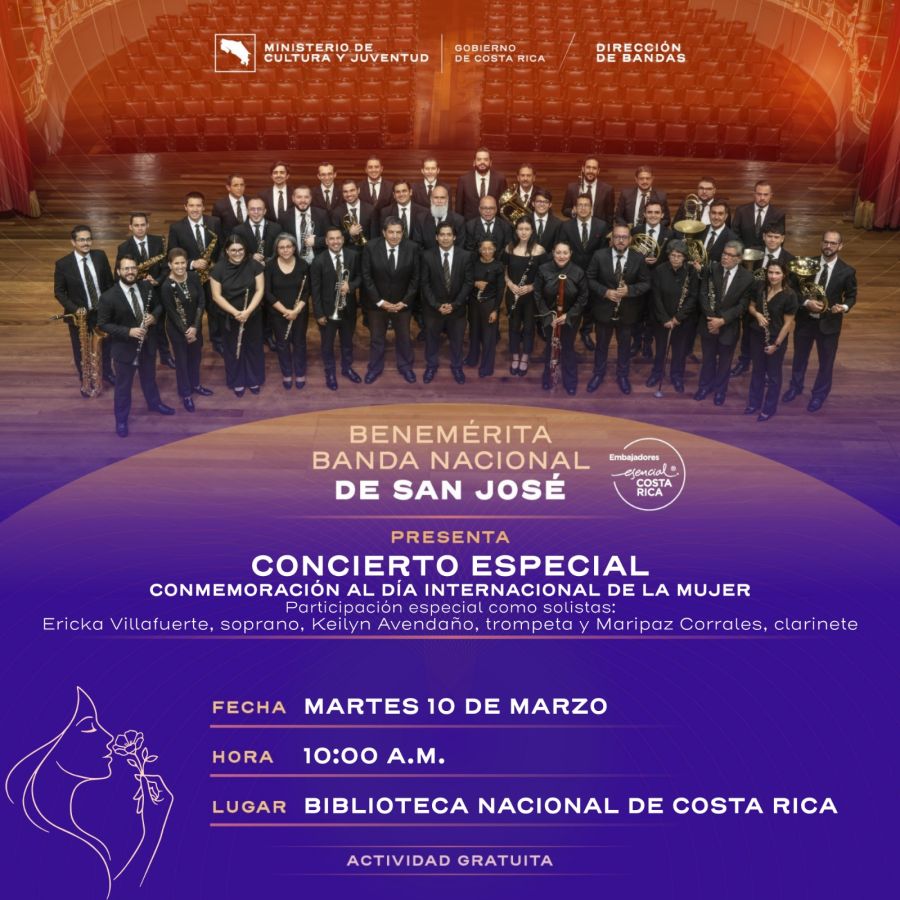 'Concierto Especial en Conmemoración del Día Internacional de la Mujer' con la Benemérita Banda Nacional de San José
