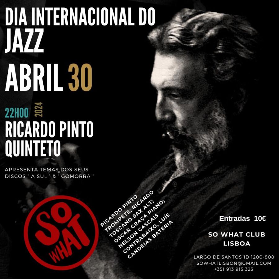 Ricardo Pinto quinteto toca música dos álbuns ' A Sul ' e ' Gomorra '.