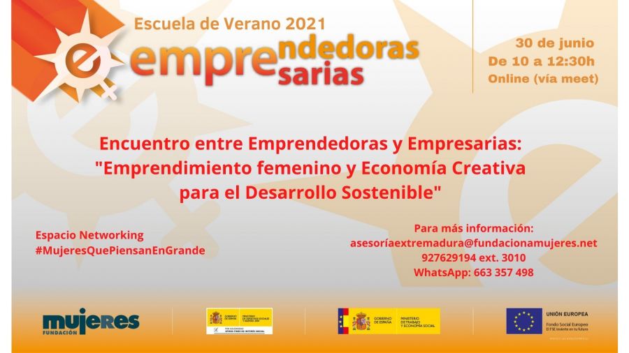 Encuentro entre Emprendedoras y Empresarias: Emprendimiento femenino y Economía Creativa para el Desarrollo Sostenible.