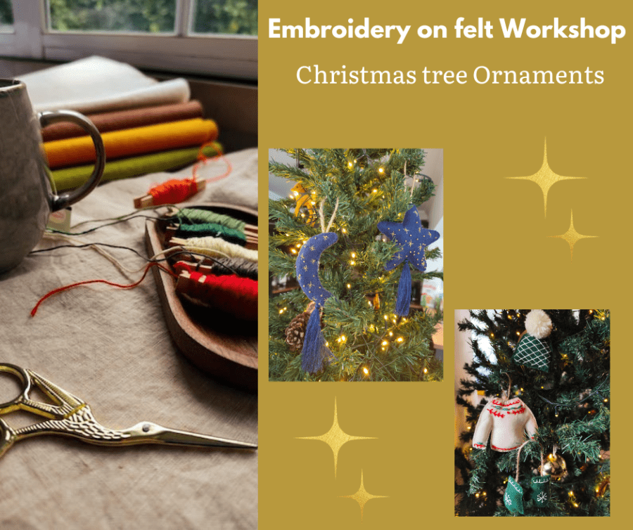Embroidery on felt Workshop: Christmas tree Ornaments