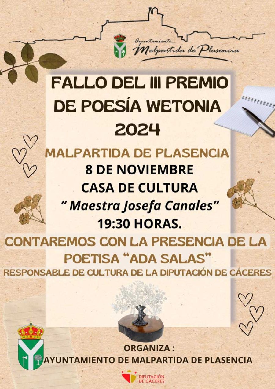 FALLO DEL III PREMIO DE POESIA DE WETONIA 2024