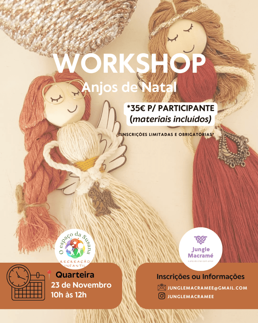 workshop de macramé - anjos de natal