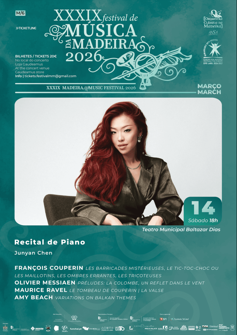 O XXXIX Festival de Música da Madeira | Recital de Piano pela pianista Junyan Chen
