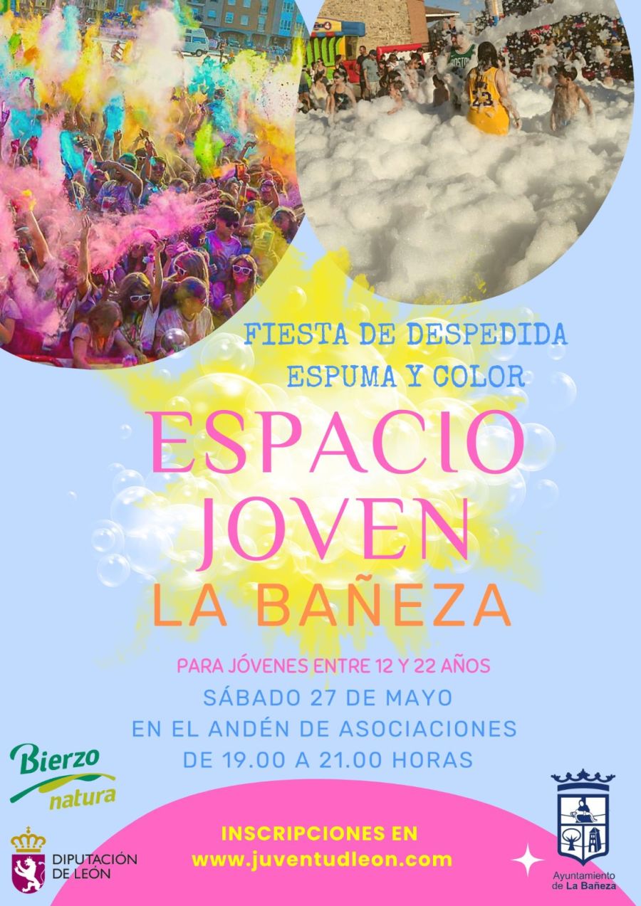 Espacio Joven en La Bañeza con fiesta de color y de la espuma