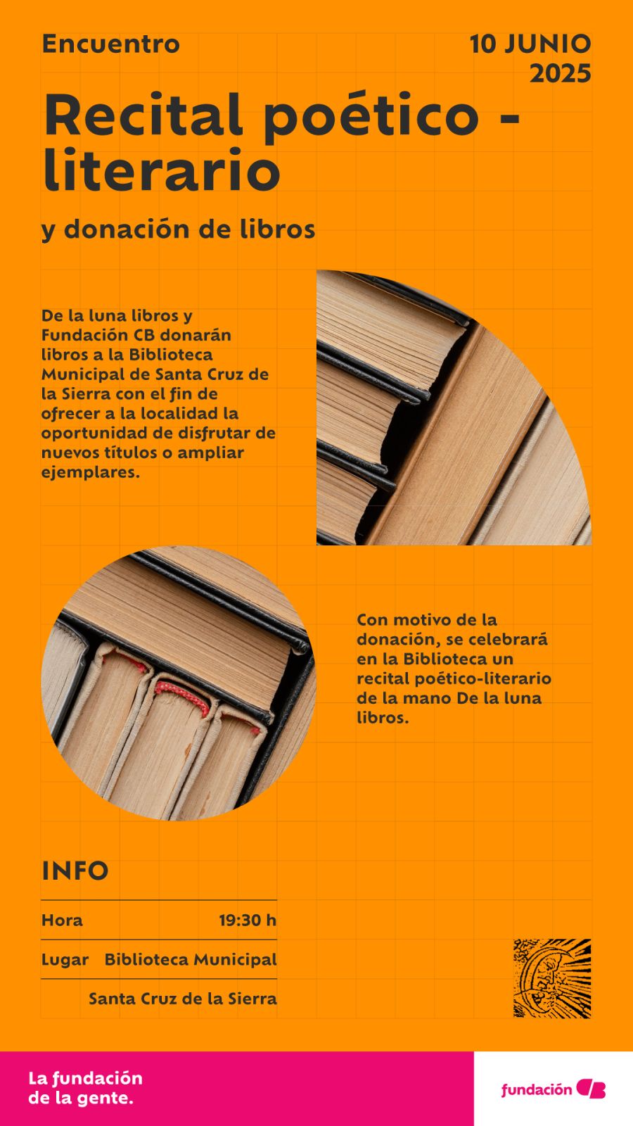 Donación de libros y recital poético-literario en Santa Cruz de la Sierra (programa Futuro Ayer)