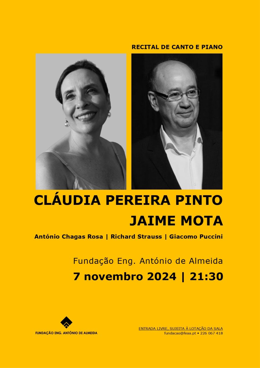 RECITAL DE CANTO E PIANO: CLÁUDIA PEREIRA PINTO E JAIME MOTA 