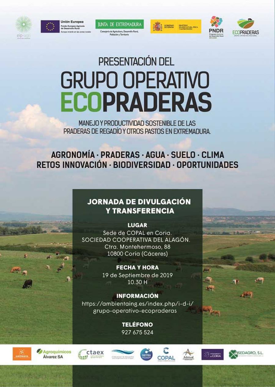  Jornada de divulgación Grupo Operativo Regional ECOPRADERAS. Coria (Cáceres) 19 de septiembre de 2019
