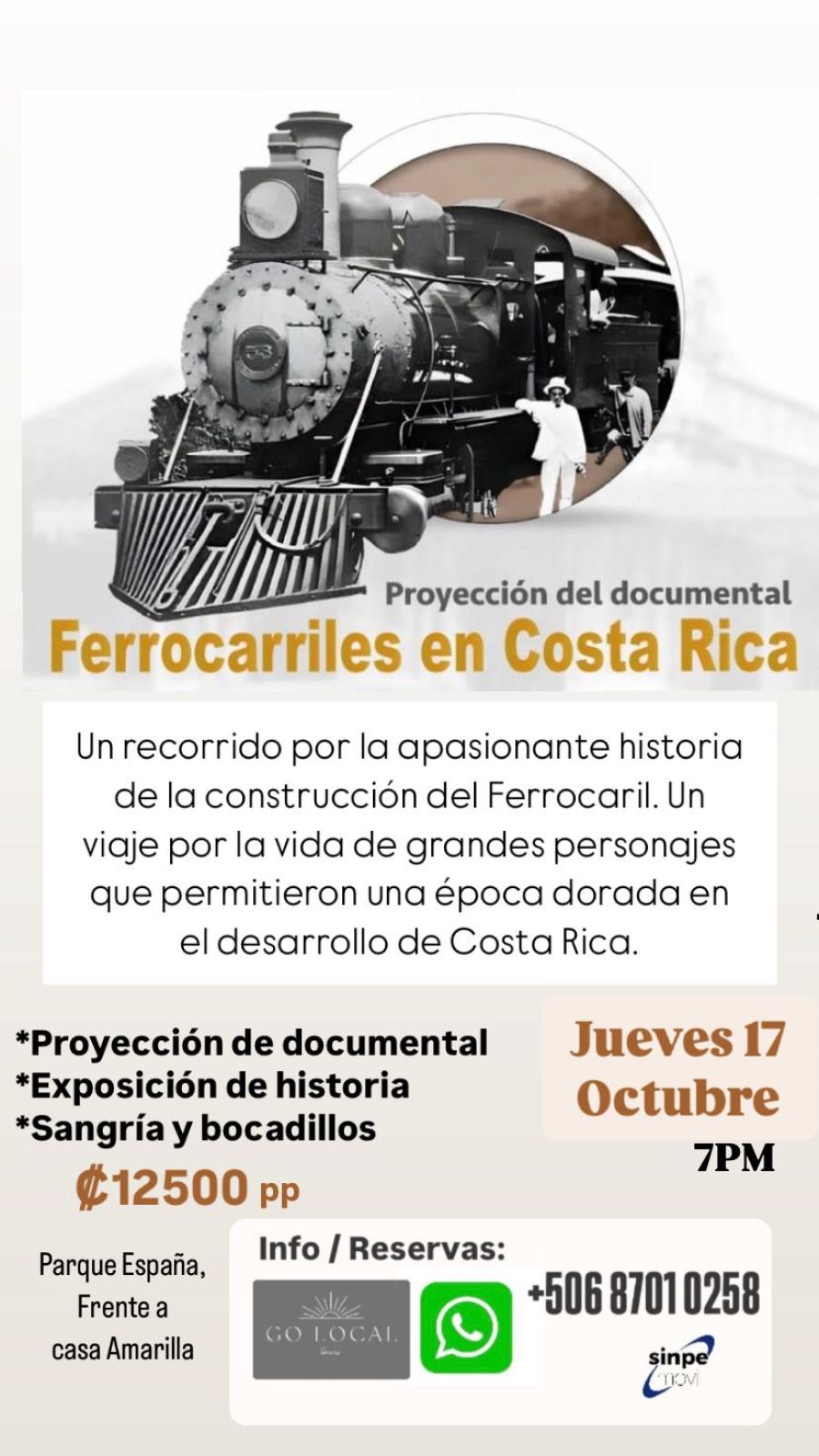 Proyección del documental exclusivo. Ferrocarriles en Costa Rica