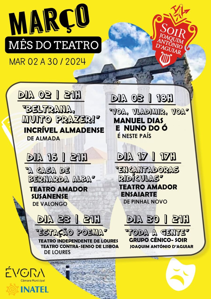 Março - Mês do Teatro de 2 a 30 de março de 2024 em Évora