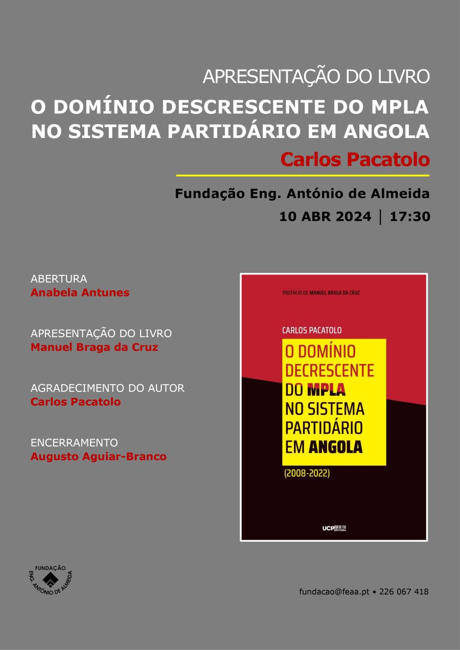APRESENTAÇÃO DO LIVRO | O DOMÍNIO DECRESCENTE DO MPLA NO SISTEMA PARTIDÁRIO EM ANGOLA (2008-2022)