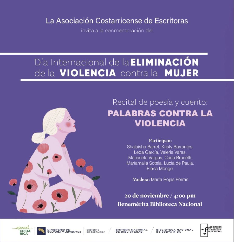 Recital de poesía y cuento 'Palabras contra la Violencia' con la Asociación Costarricense de Escritoras