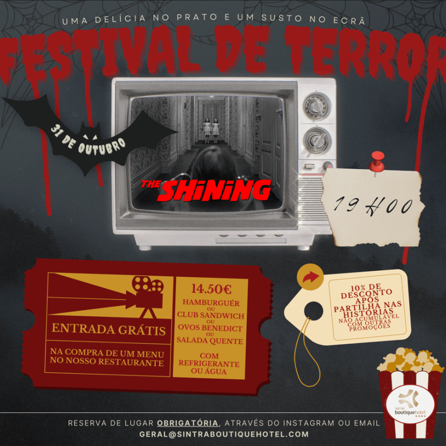 Sessões de cinema 'The Shining' (Festival de Terror) no Sintra Boutique Hotel