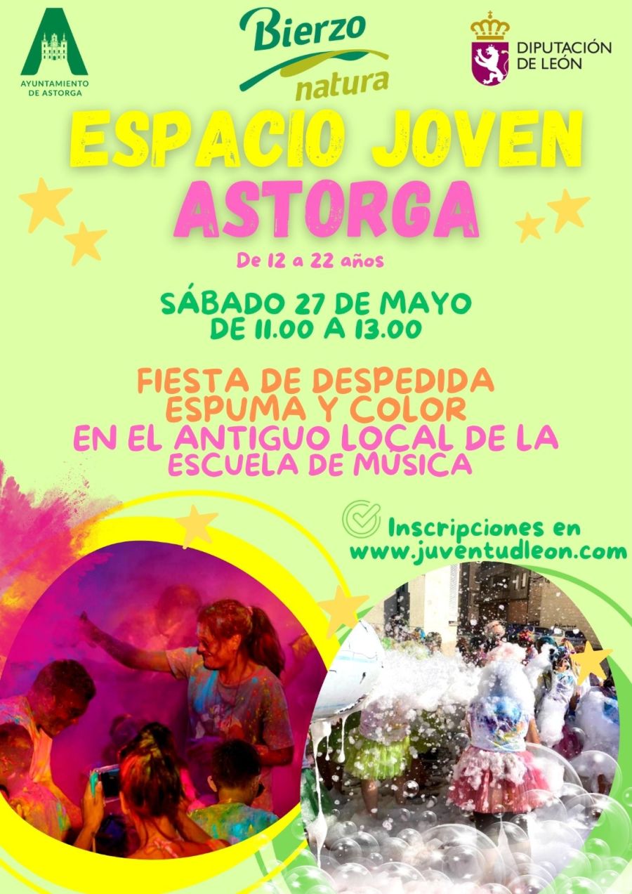 Espacio Joven en Astorga con fiesta de color y de la espuma