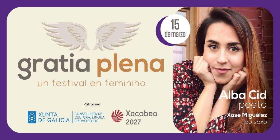 Alba Cid, poeta, con Xose Miguélez ao saxo