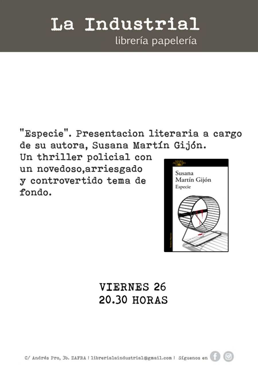Presentación literaria. 'Especie', de Susana Martín Gijón