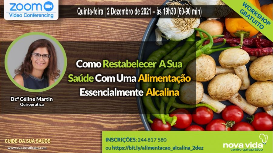 WORKSHOP - 2 dezembro - 'Como restabelecer a sua saúde com uma alimentação essencialmente alcalina'