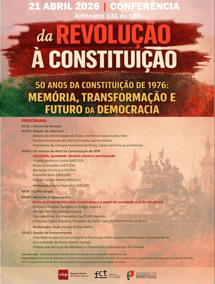 CONFERÊNCIA: da Revolução à Constituição. 50 Anos da Constituição de 1976: Memória, Transformação e Futuro da Democracia