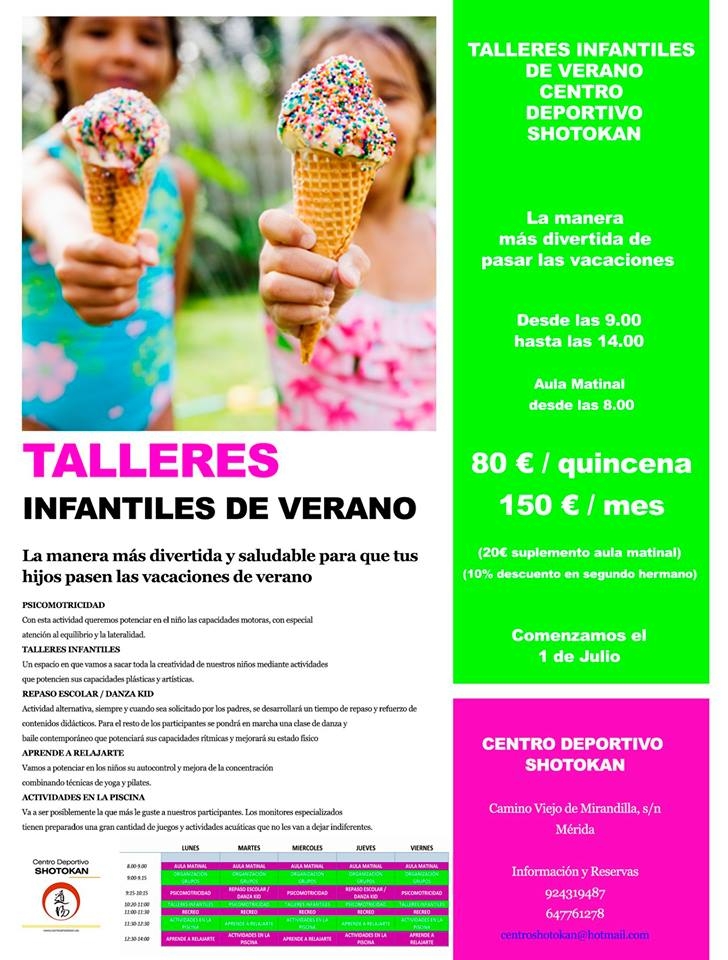 TALLERES INFANTILES DE VERANO // CENTRO DEPORTIVO SHOTOKAN