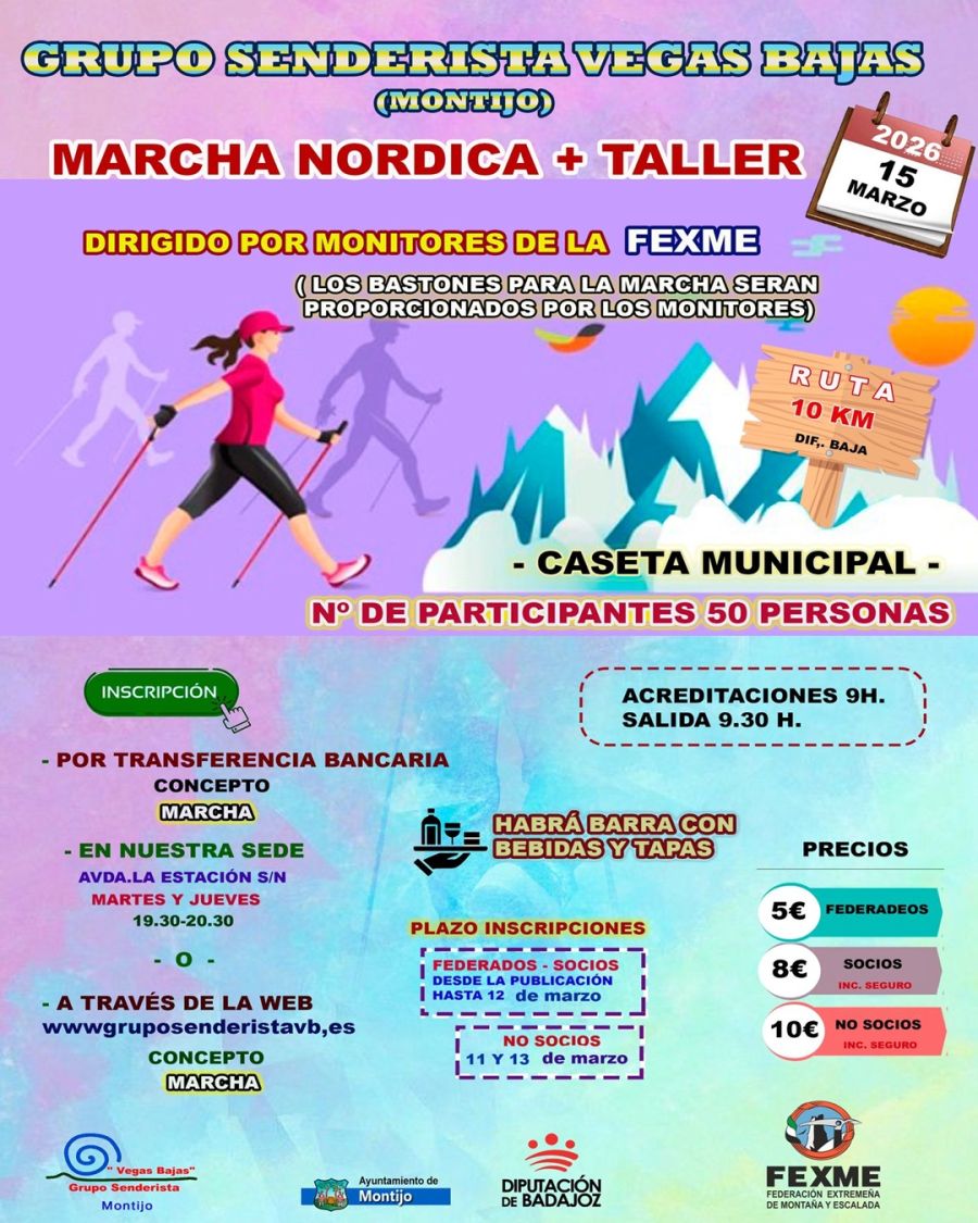 I TALLER + RUTA DE MARCHA NÓRDICA DE MONTIJO