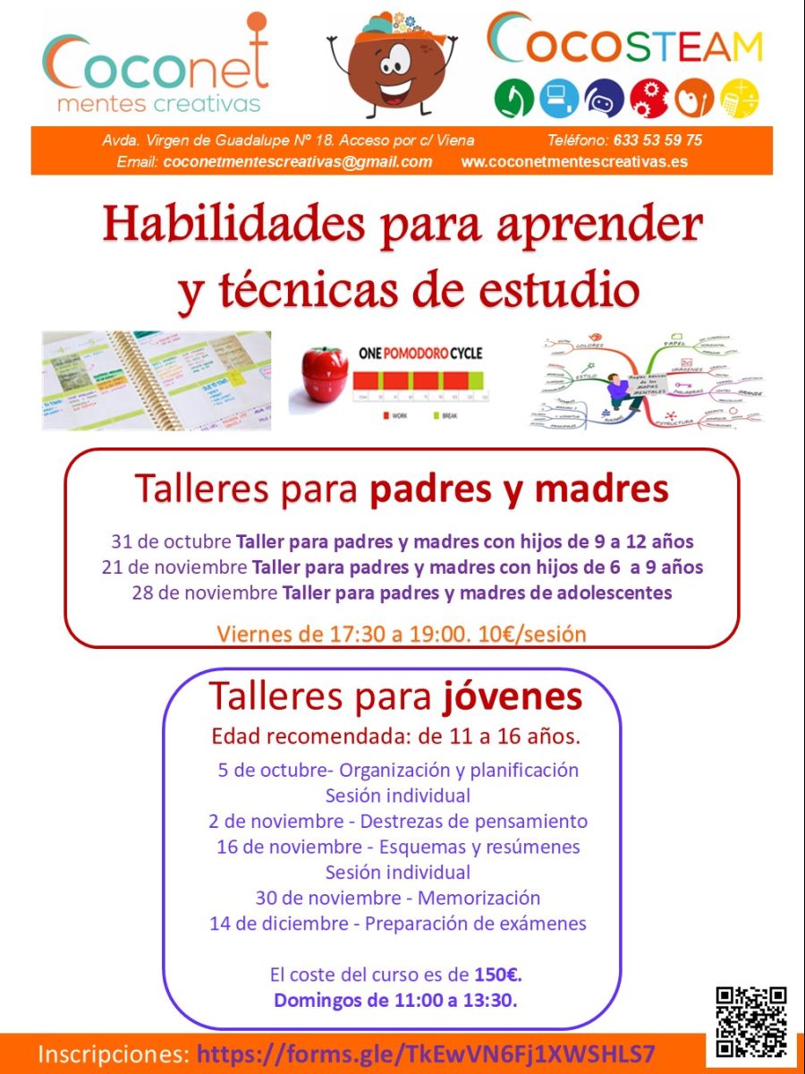 Curso de habilidades para aprender y técnicas de estudio. Para padres y madres.