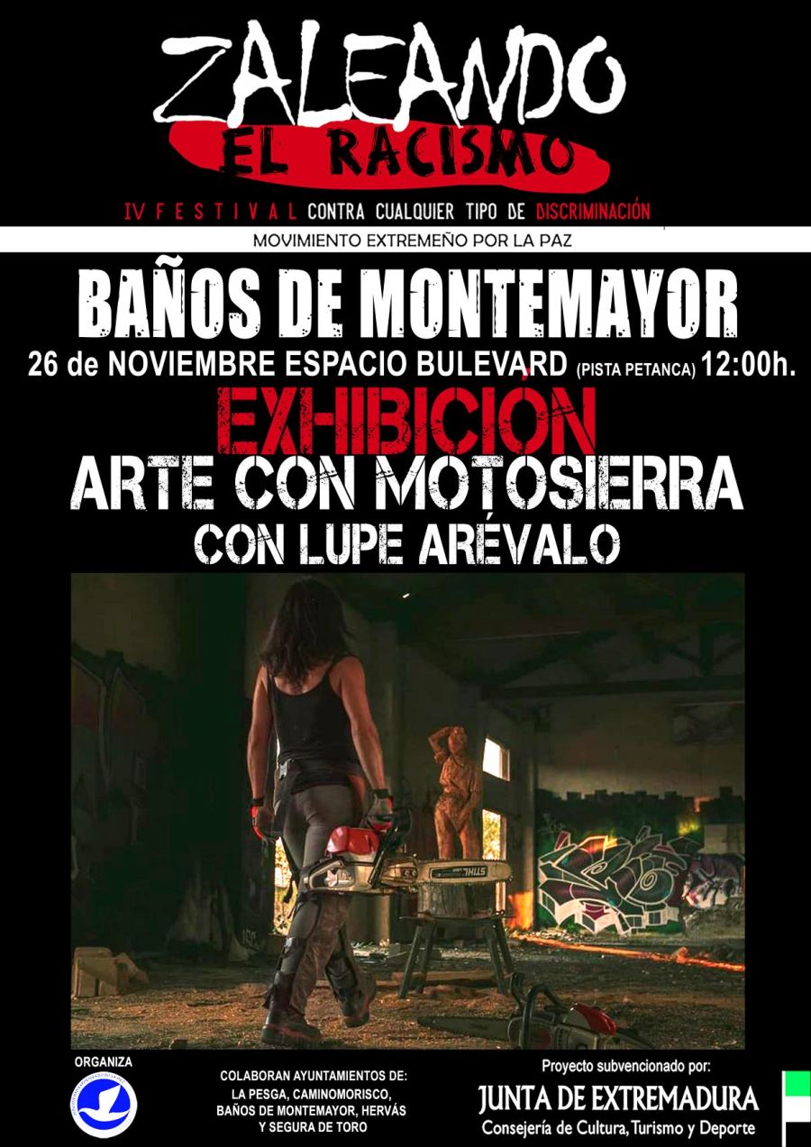 Exhibición 'Arte con motosierra' con Lupe Arévalo. Festival Zaleando el racismo.