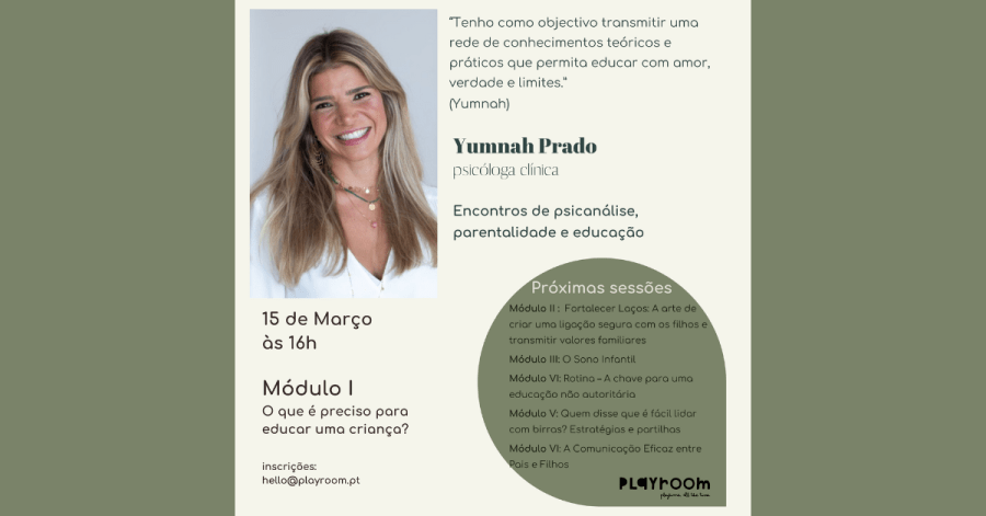 Encontros de Psicanálise, Parentalidade e Educação com Yumnah Prado na Playroom