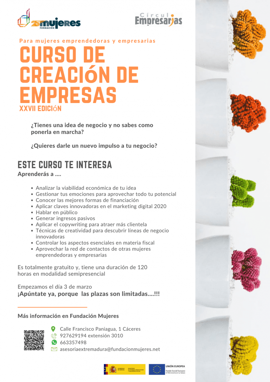 Curso de Creación de Empresas Fundación Mujeres Cáceres