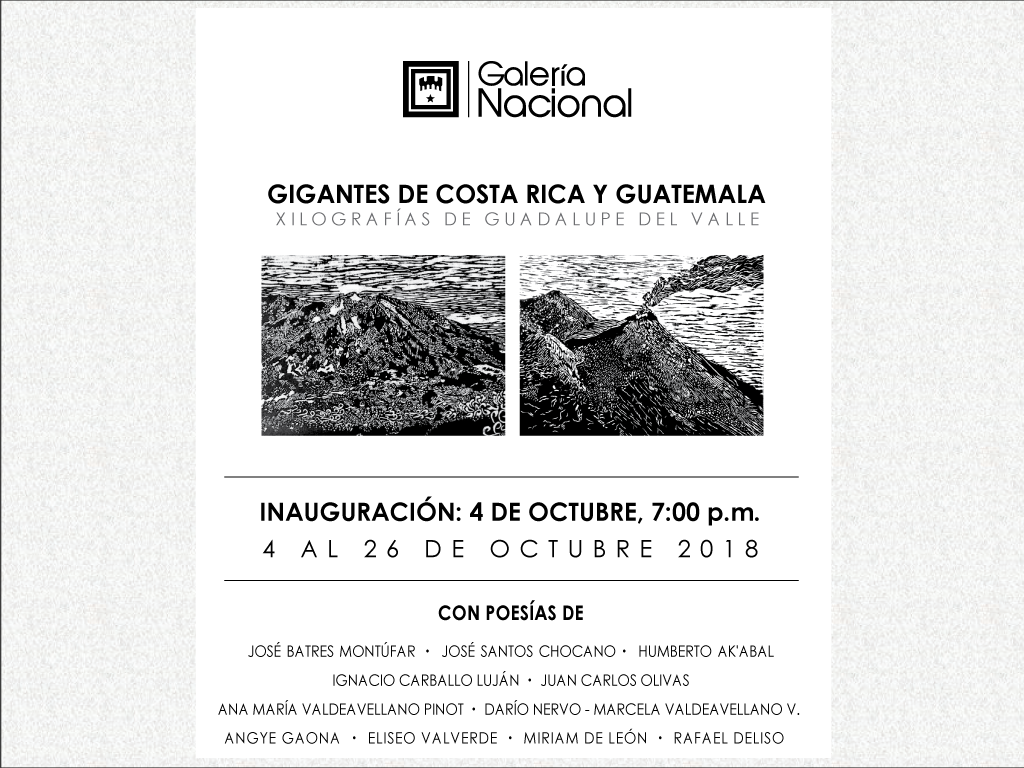 Inauguración. Gigantes de Costa Rica y Guatemala. Guadalupe del Valle. Xilografía