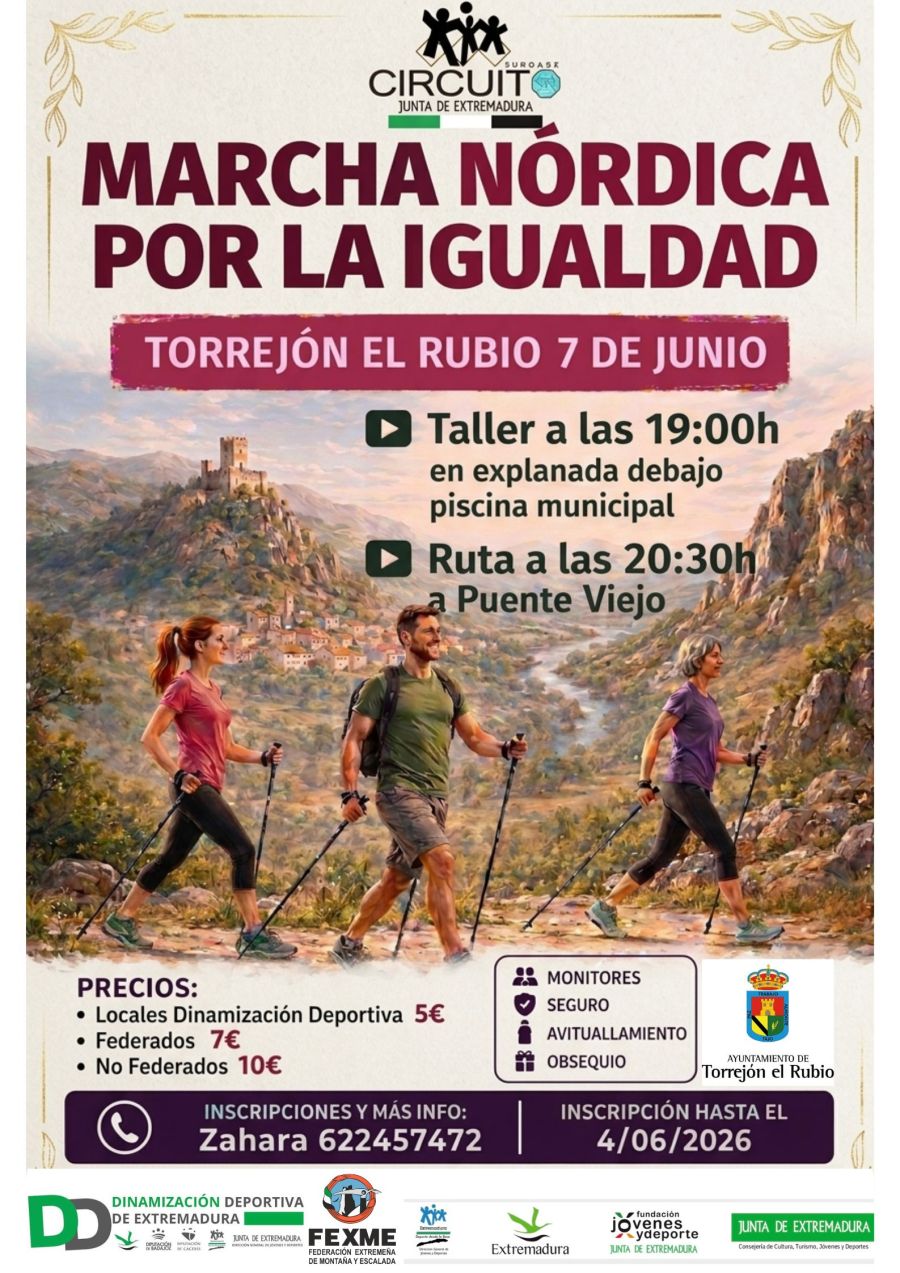 Torrejón el Rubio Acoge una Marcha Nórdica por la Igualdad