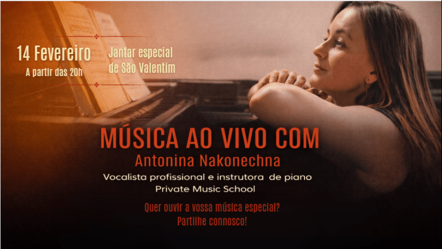 Jantar de São Valentim com música ao vivo