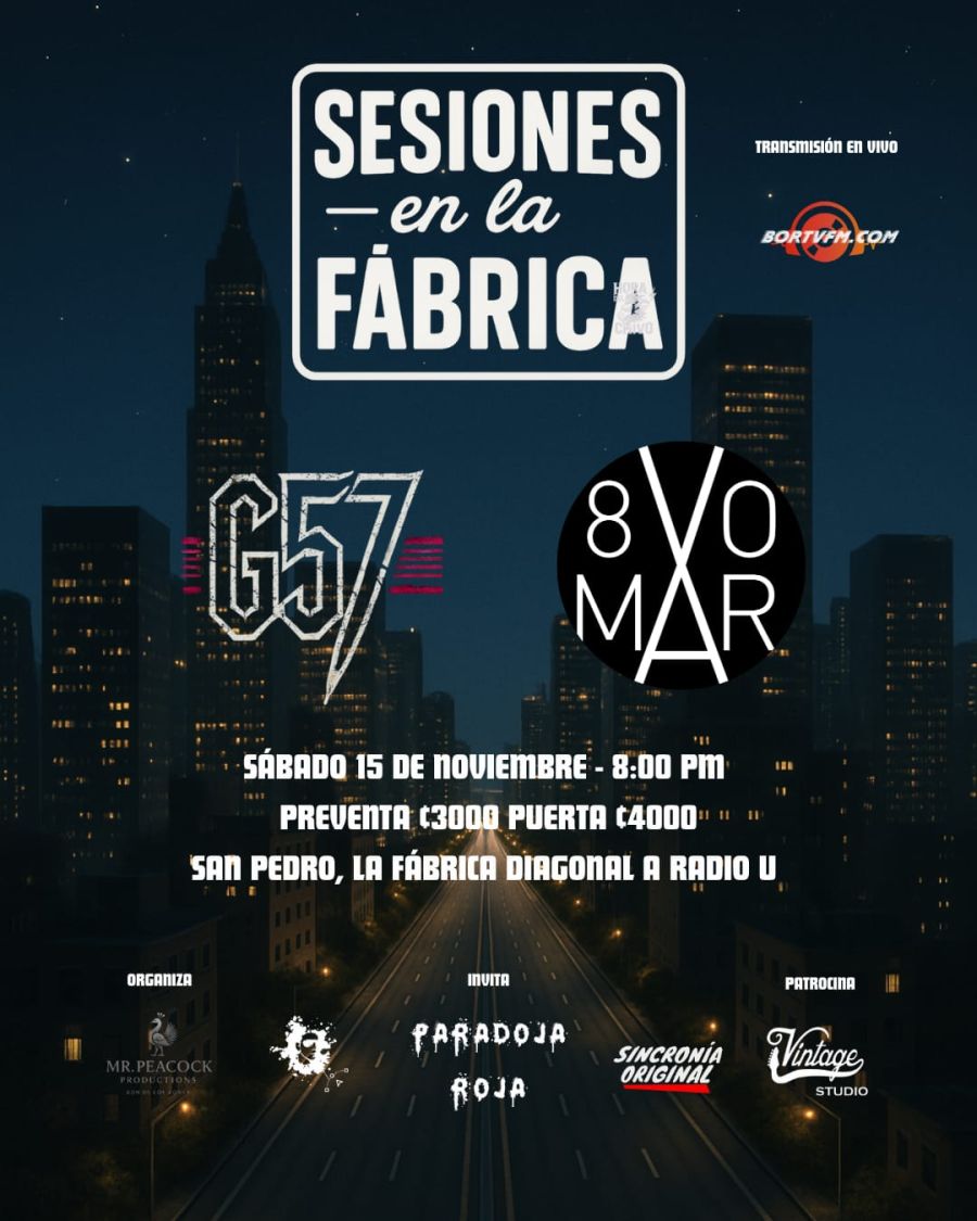 “Sesiones en la Fábrica” presenta a las bandas 8vo Mar y G57