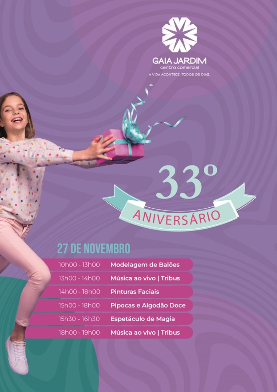 CENTRO COMERCIAL GAIA JARDIM COMEMORA  33º ANIVERSÁRIO COM DIA REPLETO DE ANIMAÇÃO