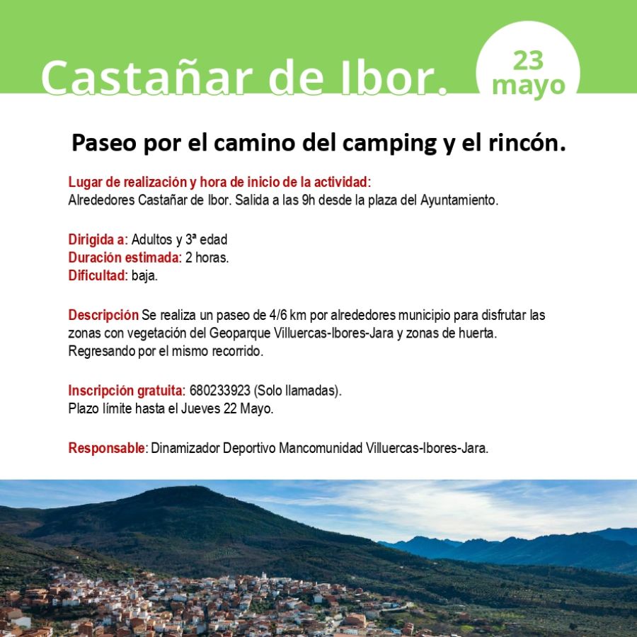 Paseo por el camino del camping y el rincón