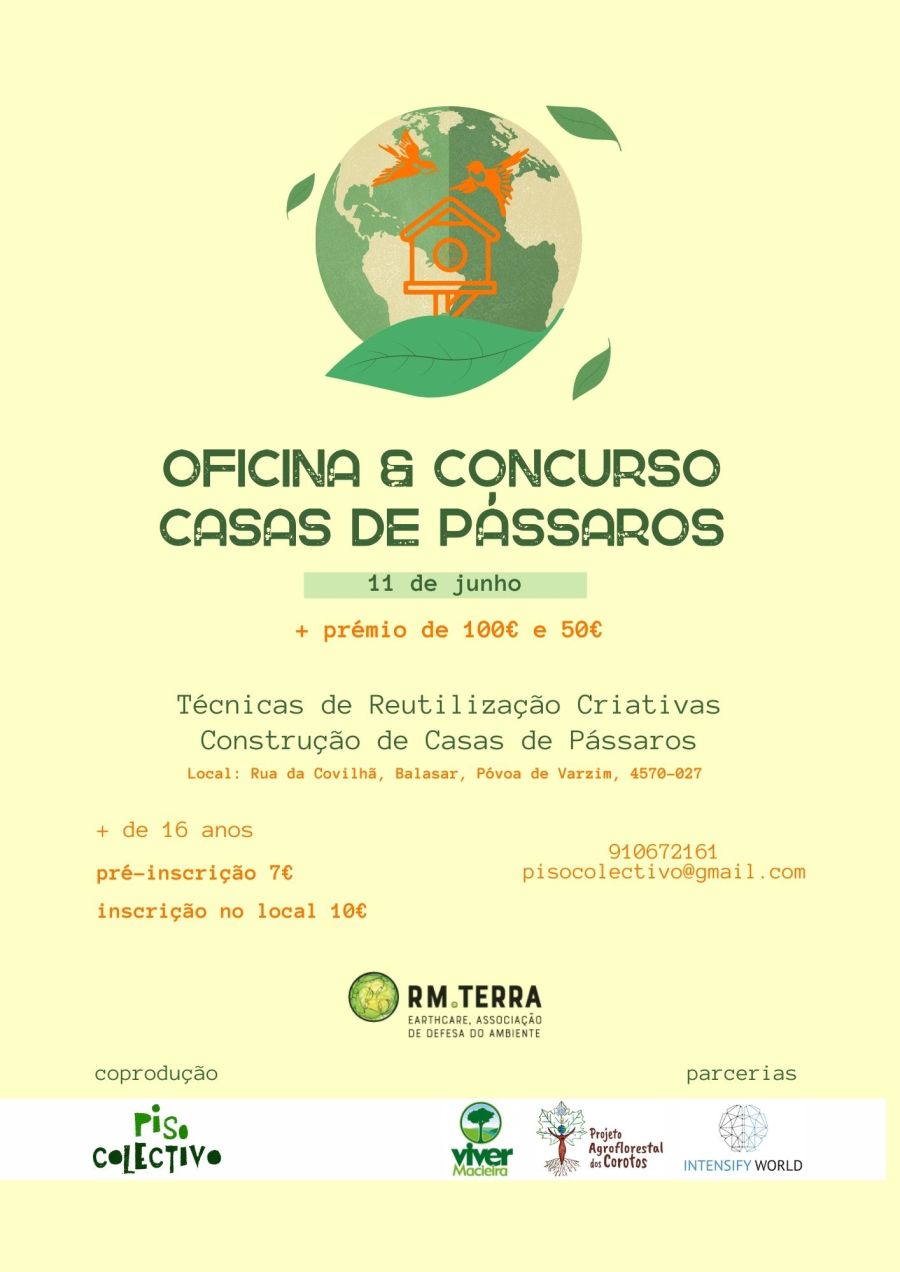 OFICINA & CONCURSO | CASAS DE PÁSSAROS - Técnicas de Reutilização Criativas - Construção de Casas de Pássaros