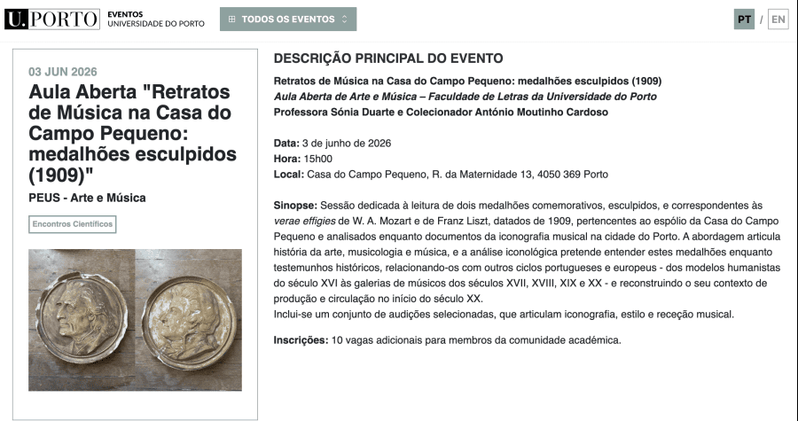Retratos de Música na Casa do Campo Pequeno: medalhões esculpidos (1909)