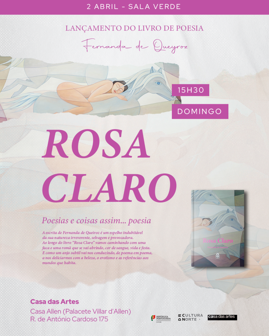 Rosa Claro Lançamento de livro de poesia