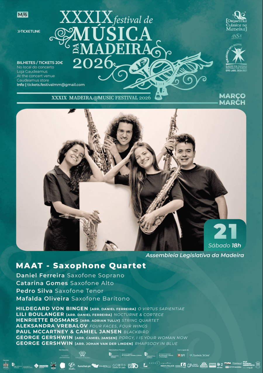O XXXIX Festival de Música da Madeira | MAAT – Saxophone Quartet,