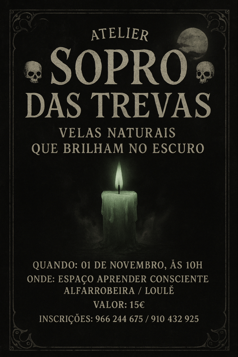 ATELIER SOPRO DAS TREVAS-VELAS NATURAIS QUE BRILHAM NO ESCURO