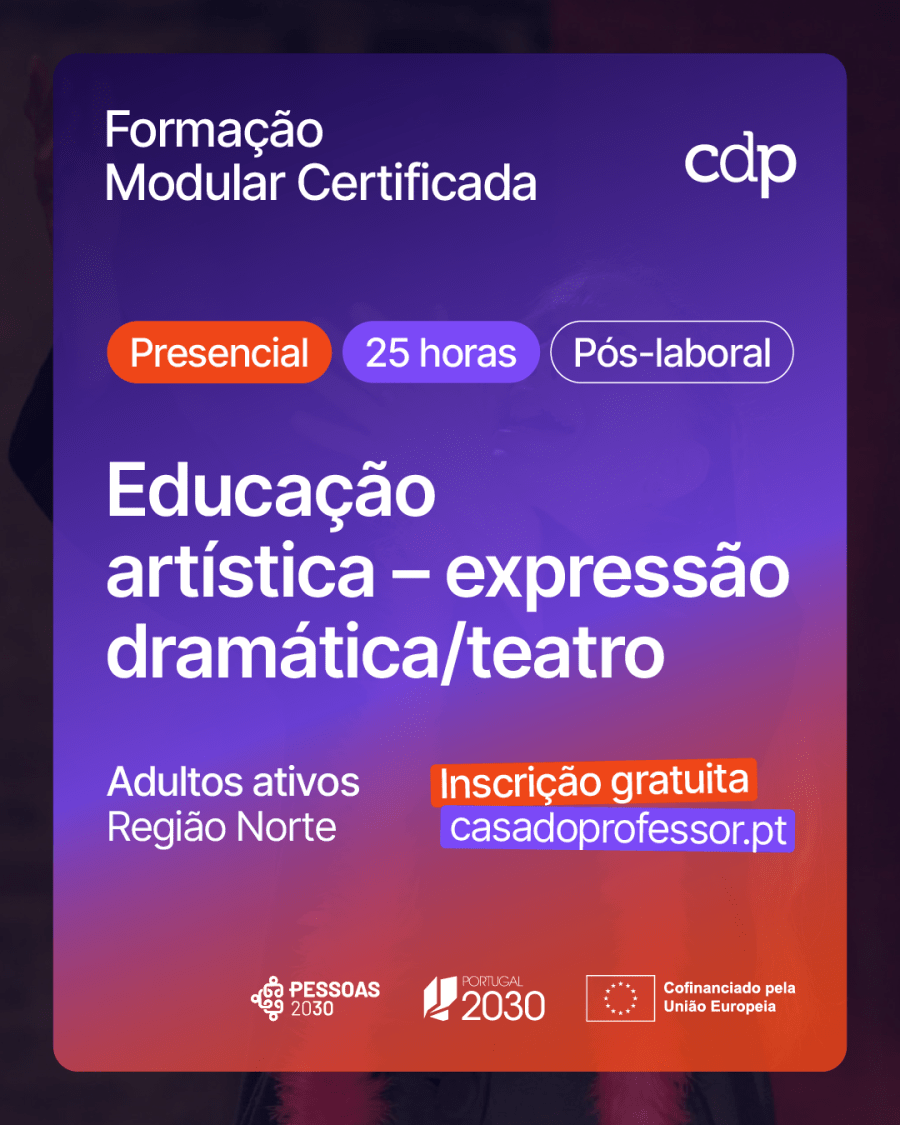 Formação gratuita: Educação artística – expressão dramática/teatro