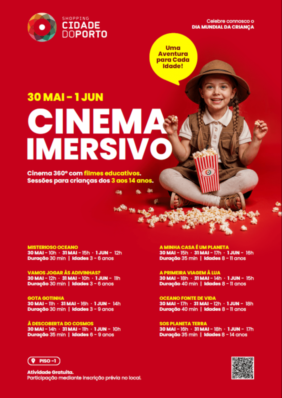 Viagens pelo espaço, pelos oceanos e muito mais: cinema imersivo gratuito no Shopping Cidade do Porto no Dia Mundial da Criança