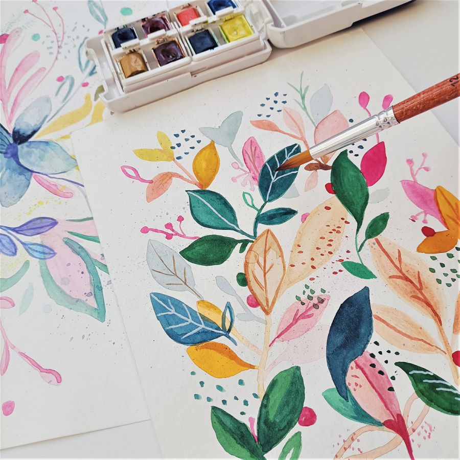  Workshop Watercolor Flower Pattern - Padrão De Flores Em Aquarela