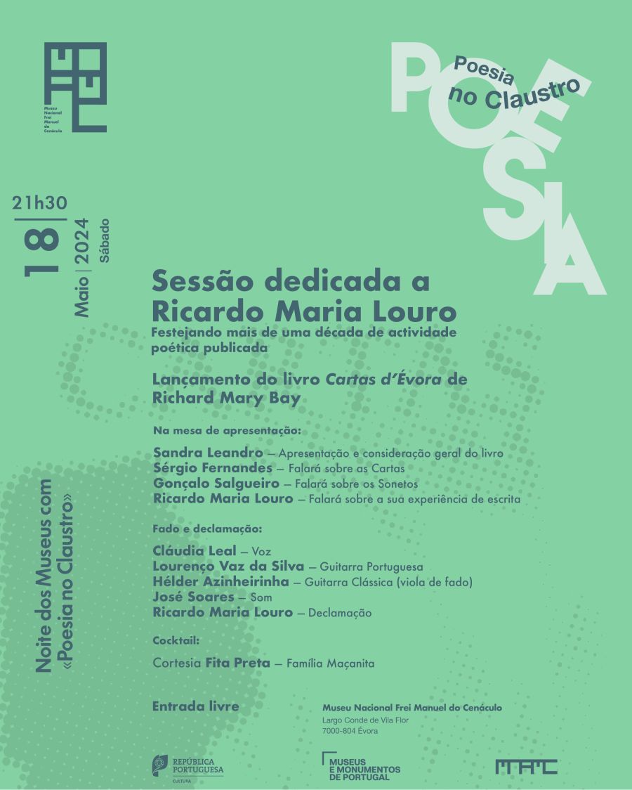 Celebrando a Noite Europeia dos Museus | Sessão dedicada a Ricardo Maria Louro - «Poesia no Claustro»
