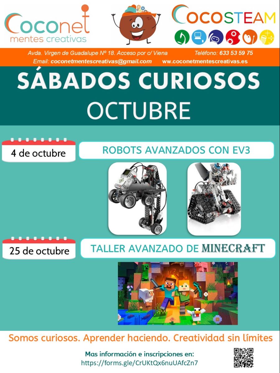 Sábados Curiosos. Octubre: ROBOTS EV3 y MINECRAFT