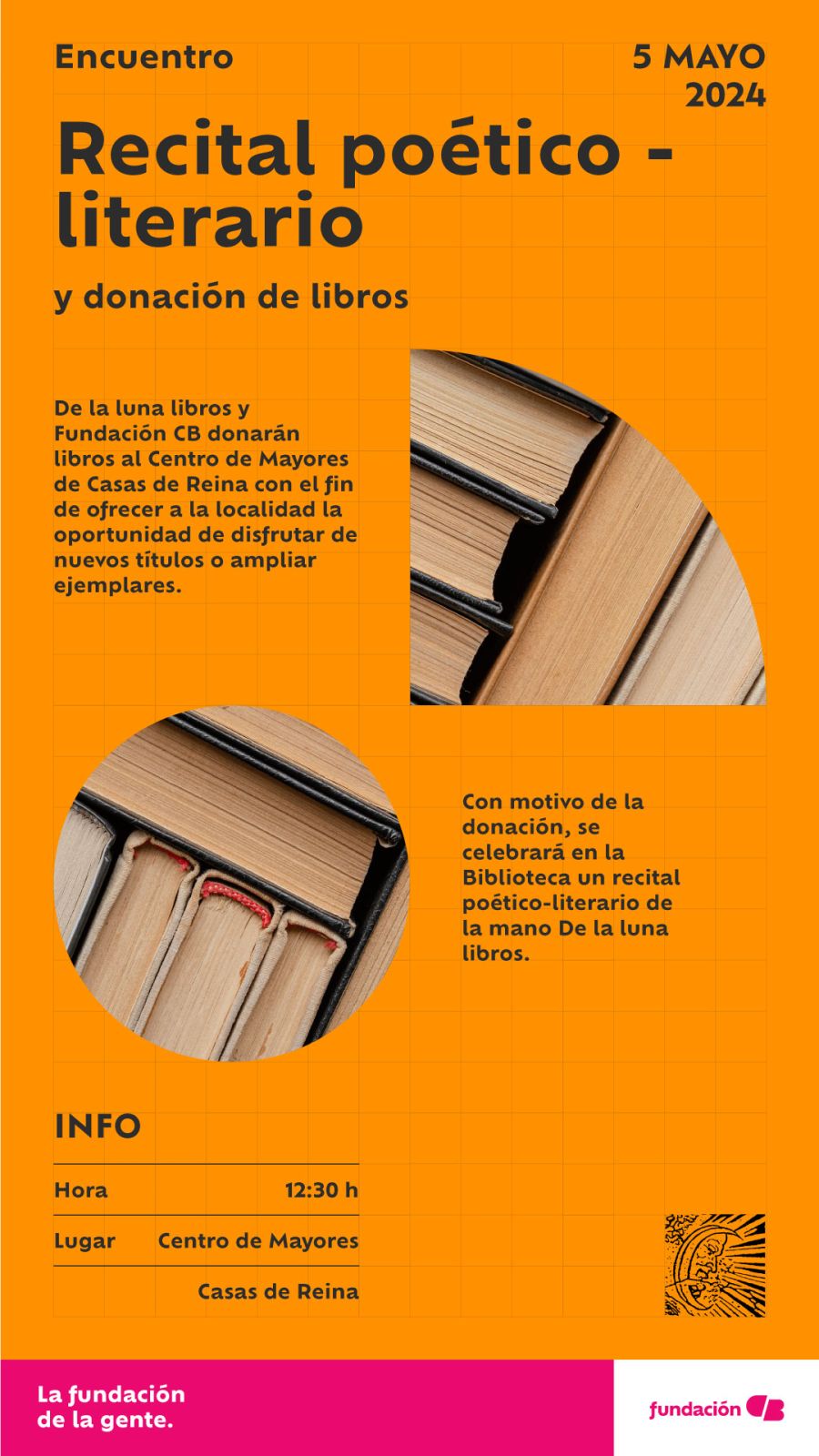 Donación de libros y recital poético-literario en  Casas de Reina (Badajoz)