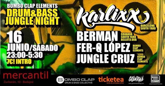 Bombo Clap Elements D&B/Jungle night con Karlixx, Berman, FerQ L