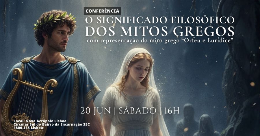 Conferência | O significado filosófico dos mitos gregos, com representação do mito grego 'Orfeu e Eurídice'
