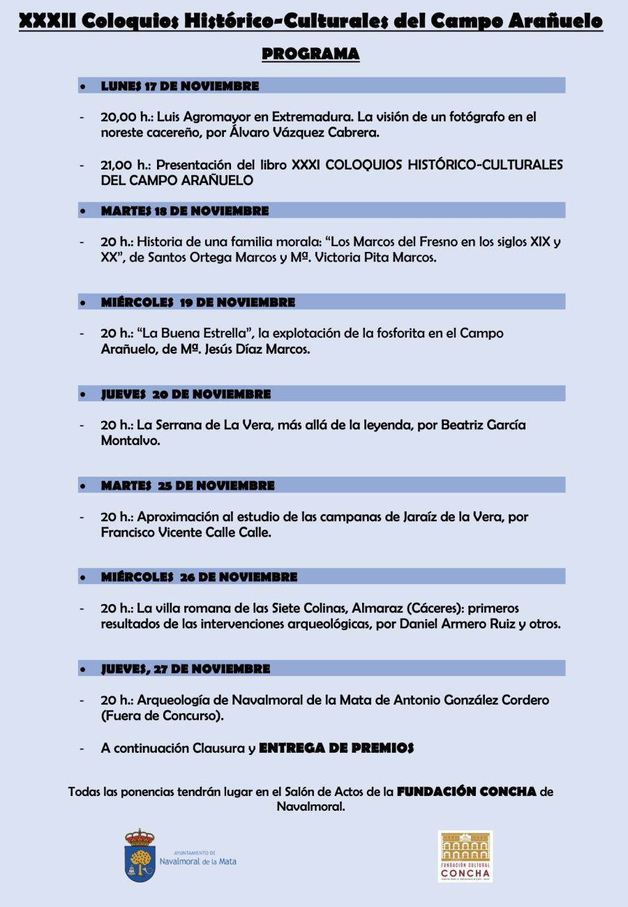 XXXII Coloquios Históricos-Culturales del Campo Arañuelo