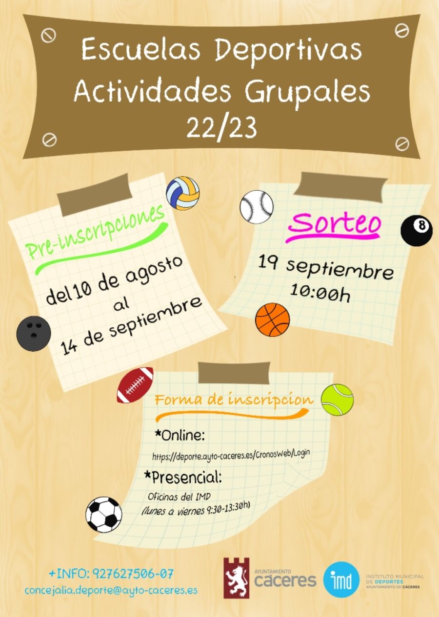 Preinscripciones para las Escuelas Deportivas Municipales | Cáceres