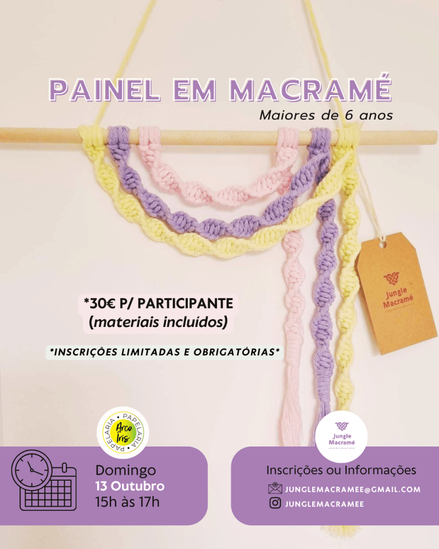 workshop macramé crianças + 6 anos