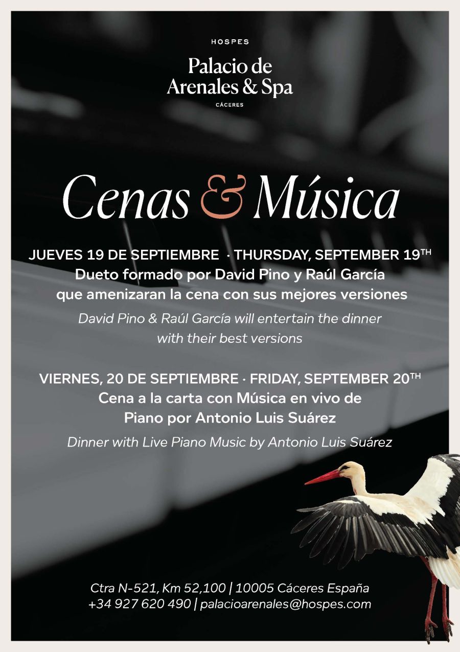 Cenas con música 12-13 septiembre HOSPES PALACIO DE ARENALES & SPA